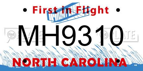 MH9310 North Carolina License Plate