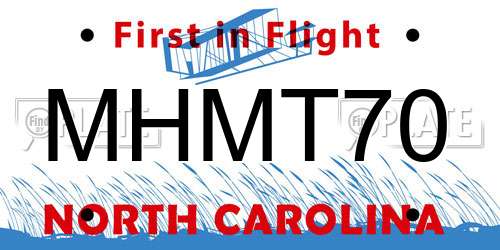 MHMT70 North Carolina License Plate