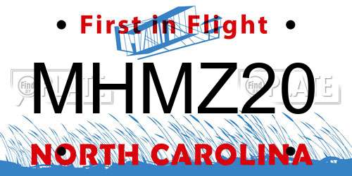 MHMZ20 North Carolina License Plate