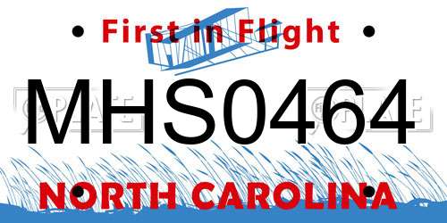 MHS0464 North Carolina License Plate