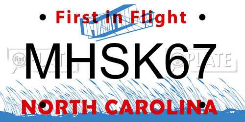 MHSK67 North Carolina License Plate