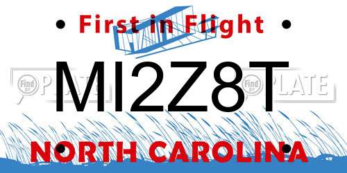 MI2Z8T North Carolina License Plate