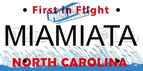 MIAMIATA North Carolina License Plate