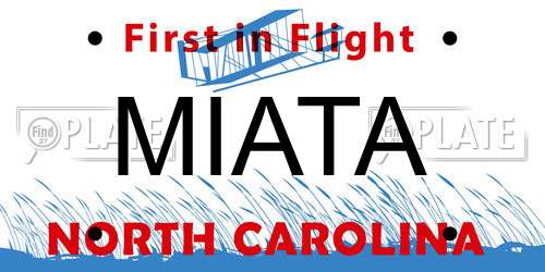 MIATA North Carolina License Plate