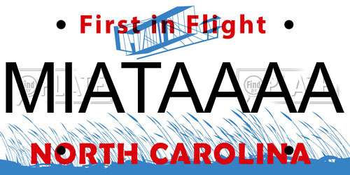MIATAAAA North Carolina License Plate