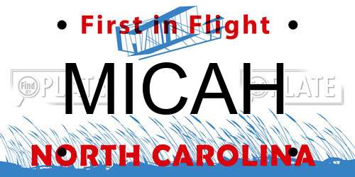 MICAH North Carolina License Plate
