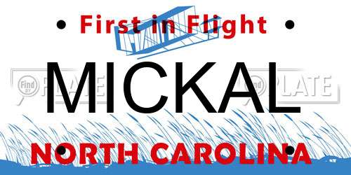 MICKAL North Carolina License Plate