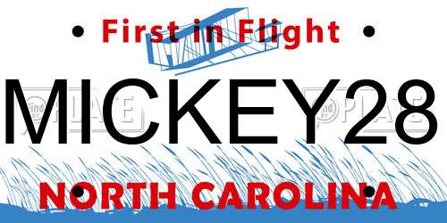 MICKEY28 North Carolina License Plate