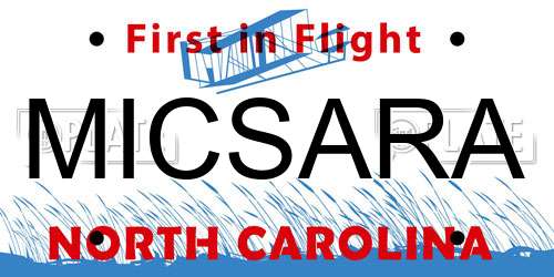 MICSARA North Carolina License Plate