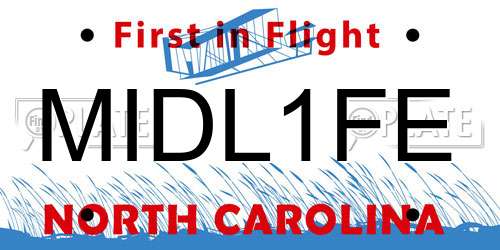 MIDL1FE North Carolina License Plate