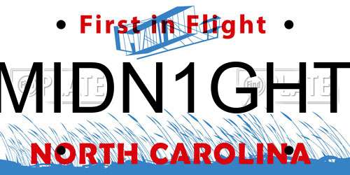 MIDN1GHT North Carolina License Plate