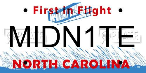 MIDN1TE North Carolina License Plate