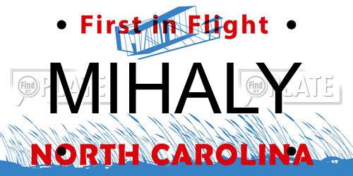 MIHALY North Carolina License Plate