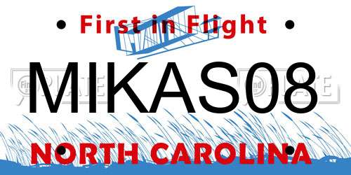 MIKAS08 North Carolina License Plate
