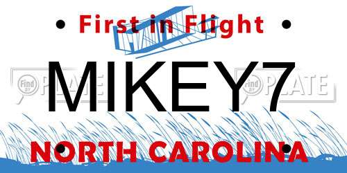 MIKEY7 North Carolina License Plate