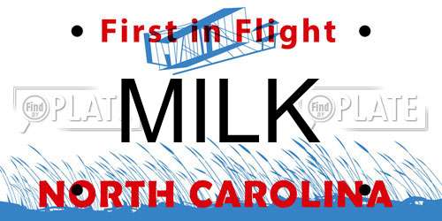 MILK North Carolina License Plate
