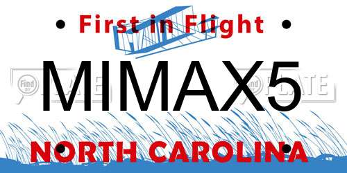 MIMAX5 North Carolina License Plate
