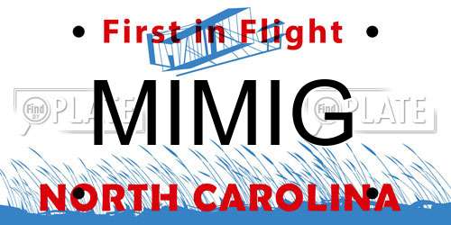 MIMIG North Carolina License Plate