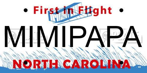 MIMIPAPA North Carolina License Plate