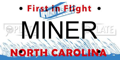 MINER North Carolina License Plate