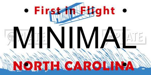 MINIMAL North Carolina License Plate