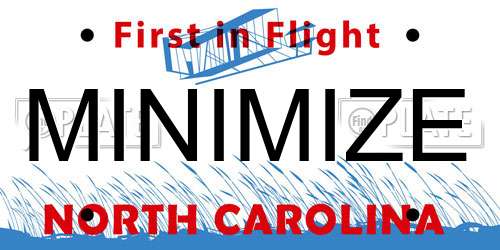 MINIMIZE North Carolina License Plate