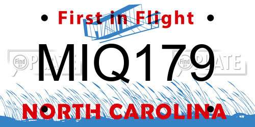 MIQ179 North Carolina License Plate