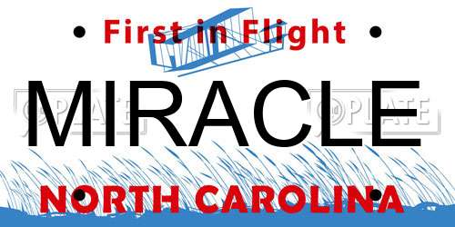 MIRACLE North Carolina License Plate