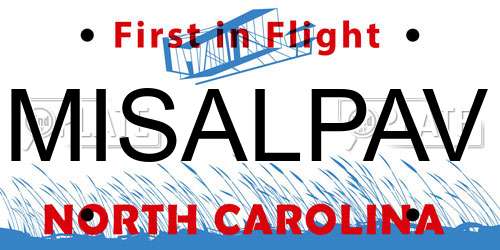 MISALPAV North Carolina License Plate