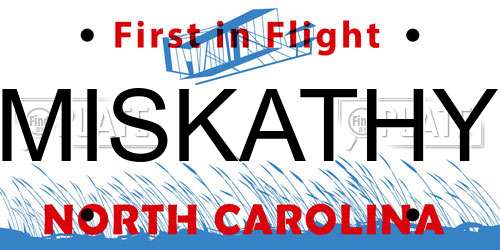 MISKATHY North Carolina License Plate