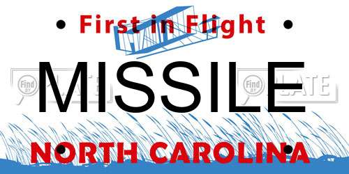 MISSILE North Carolina License Plate