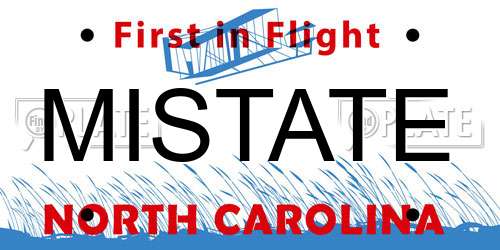 MISTATE North Carolina License Plate