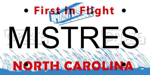 MISTRES North Carolina License Plate
