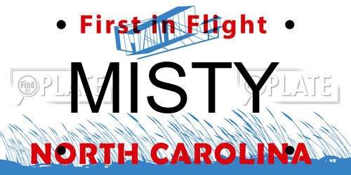MISTY North Carolina License Plate
