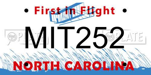 MIT252 North Carolina License Plate
