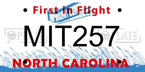 MIT257 North Carolina License Plate