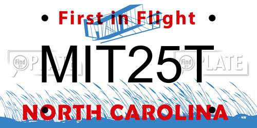 MIT25T North Carolina License Plate