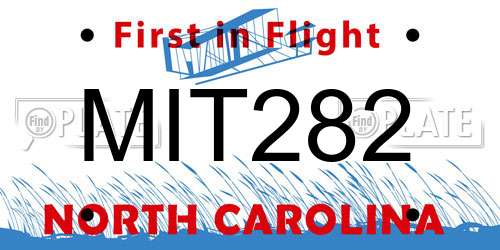 MIT282 North Carolina License Plate