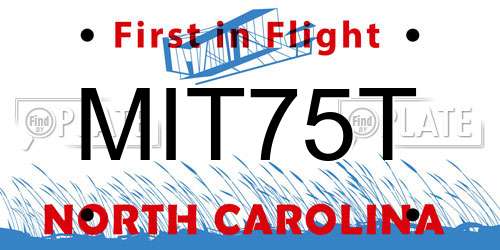 MIT75T North Carolina License Plate