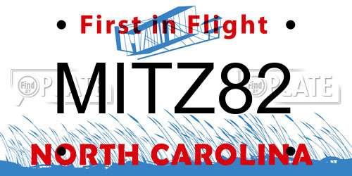 MITZ82 North Carolina License Plate