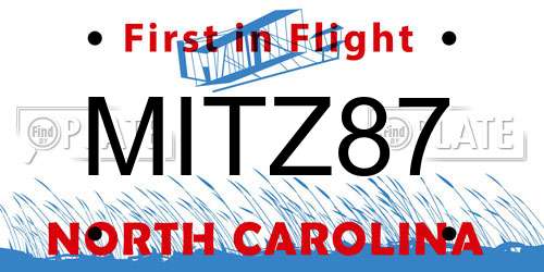MITZ87 North Carolina License Plate
