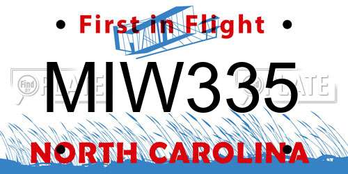 MIW335 North Carolina License Plate