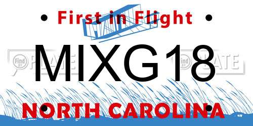 MIXG18 North Carolina License Plate