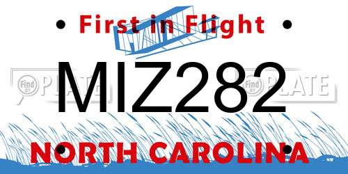 MIZ282 North Carolina License Plate