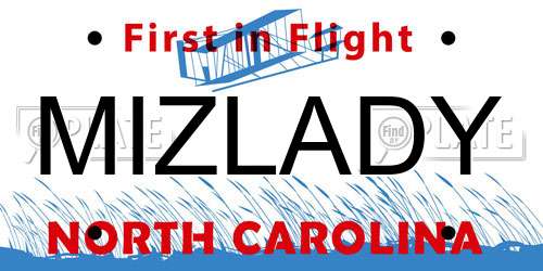 MIZLADY North Carolina License Plate
