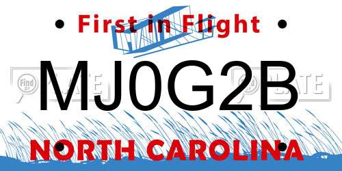 MJ0G2B North Carolina License Plate