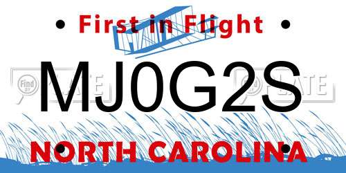 MJ0G2S North Carolina License Plate