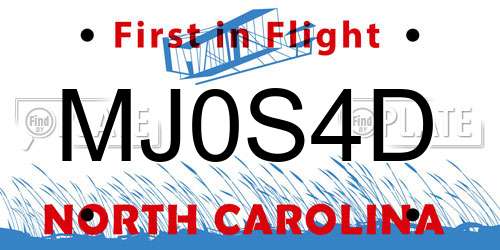 MJ0S4D North Carolina License Plate