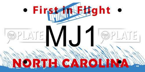 MJ1 North Carolina License Plate