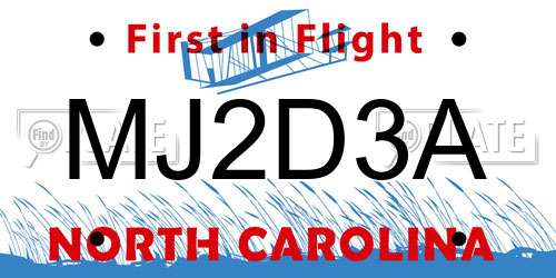 MJ2D3A North Carolina License Plate